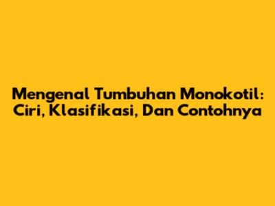 Mengenal Tumbuhan Monokotil: Ciri, Klasifikasi, Dan Contohnya