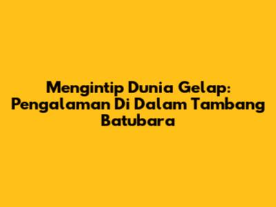 Mengintip Dunia Gelap: Pengalaman Di Dalam Tambang Batubara