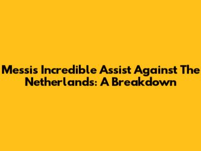 Messi's Incredible Assist Against The Netherlands: A Breakdown