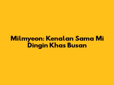 Milmyeon: Kenalan Sama Mi Dingin Khas Busan