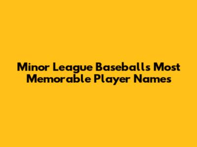 Minor League Baseball's Most Memorable Player Names