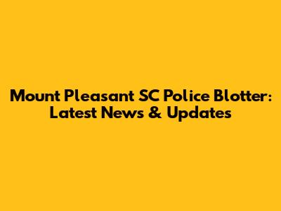 Mount Pleasant SC Police Blotter: Latest News & Updates