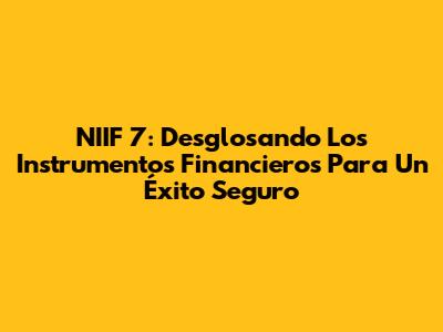 NIIF 7: Desglosando Los Instrumentos Financieros Para Un Éxito Seguro