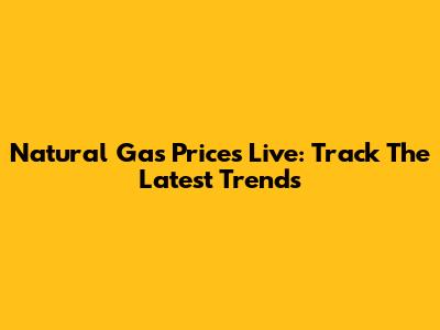 Natural Gas Prices Live: Track The Latest Trends