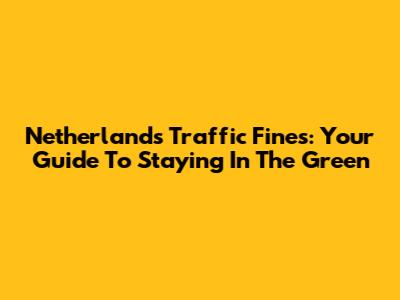 Netherlands Traffic Fines: Your Guide To Staying In The Green