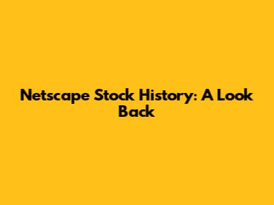 Netscape Stock History: A Look Back