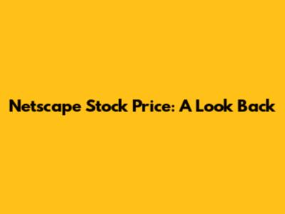 Netscape Stock Price: A Look Back