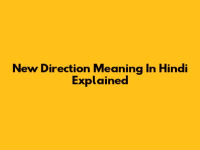 New Direction Meaning In Hindi Explained