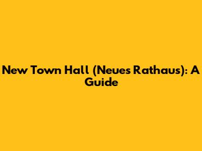 New Town Hall (Neues Rathaus): A Guide