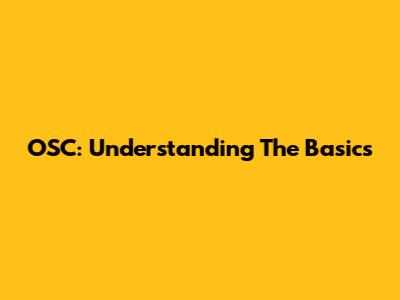 OSC: Understanding The Basics