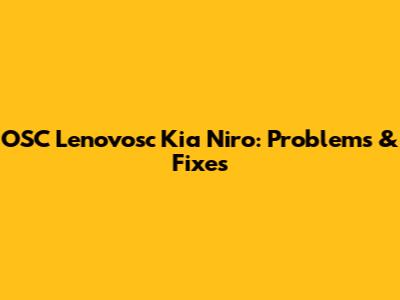 OSC Lenovosc Kia Niro: Problems & Fixes