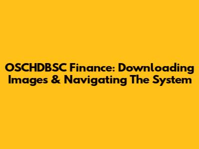 OSCHDBSC Finance: Downloading Images & Navigating The System