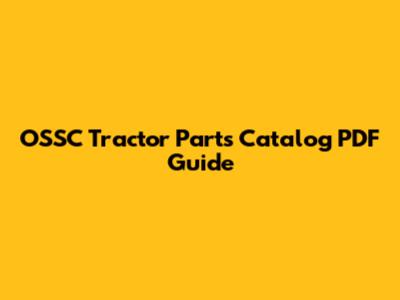 OSSC Tractor Parts Catalog PDF Guide