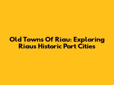 Old Towns Of Riau: Exploring Riau's Historic Port Cities
