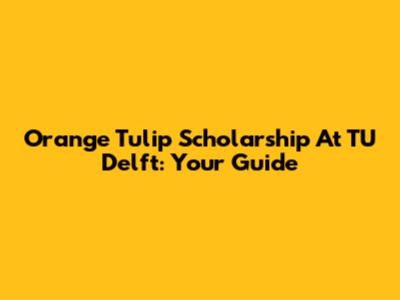 Orange Tulip Scholarship At TU Delft: Your Guide