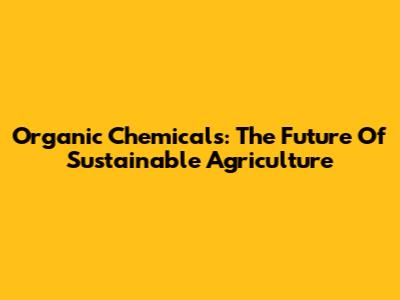 Organic Chemicals: The Future Of Sustainable Agriculture
