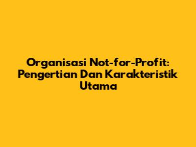 Organisasi Not-for-Profit: Pengertian Dan Karakteristik Utama