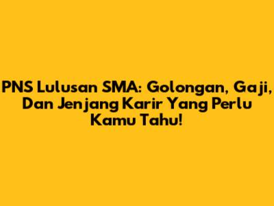 PNS Lulusan SMA: Golongan, Gaji, Dan Jenjang Karir Yang Perlu Kamu Tahu!