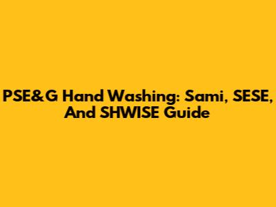 PSE&G Hand Washing: Sami, SESE, And SHWISE Guide
