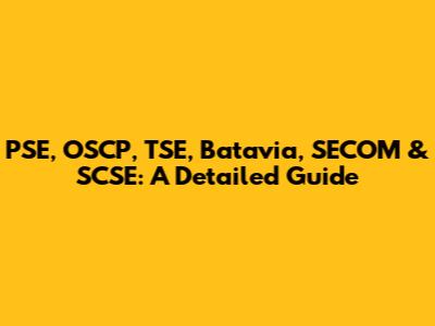 PSE, OSCP, TSE, Batavia, SECOM & SCSE: A Detailed Guide