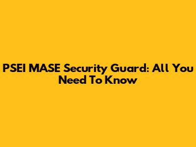 PSEI MASE Security Guard: All You Need To Know