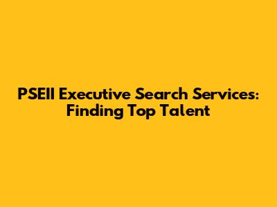 PSEII Executive Search Services: Finding Top Talent