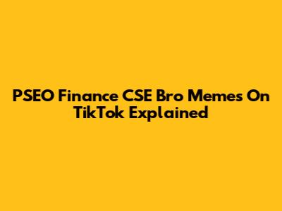 PSEO Finance CSE Bro Memes On TikTok Explained