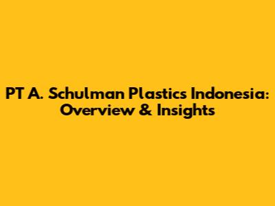 PT A. Schulman Plastics Indonesia: Overview & Insights