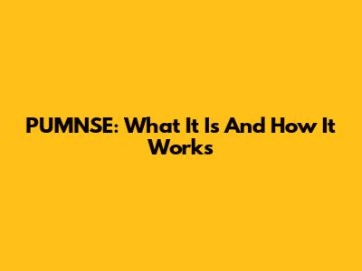 PUMNSE: What It Is And How It Works