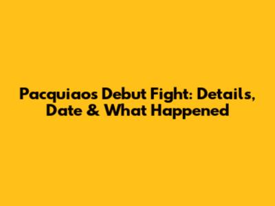 Pacquiao's Debut Fight: Details, Date & What Happened