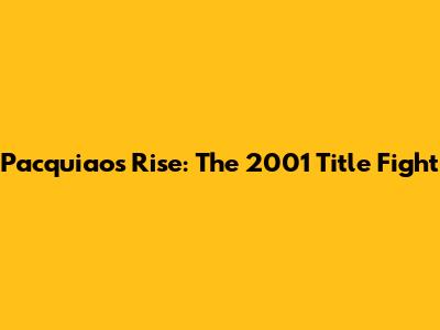 Pacquiao's Rise: The 2001 Title Fight