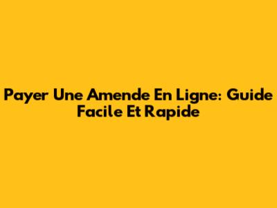 Payer Une Amende En Ligne: Guide Facile Et Rapide