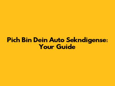 Pich Bin Dein Auto Sekndigense: Your Guide