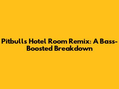 Pitbull's Hotel Room Remix: A Bass-Boosted Breakdown