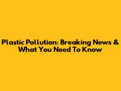 Plastic Pollution: Breaking News & What You Need To Know