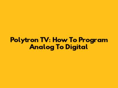 Polytron TV: How To Program Analog To Digital