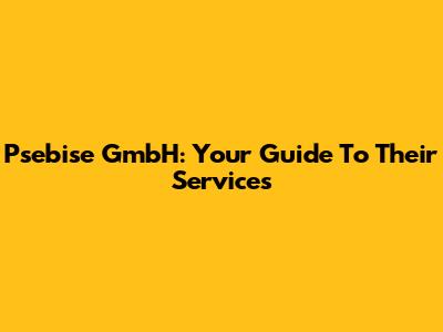 Psebise GmbH: Your Guide To Their Services