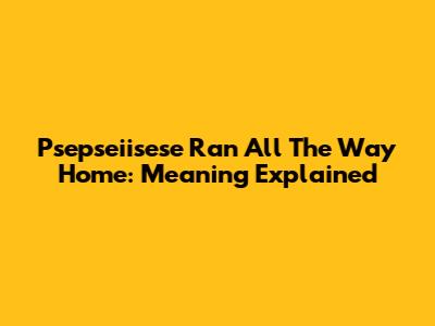 Psepseiisese Ran All The Way Home: Meaning Explained