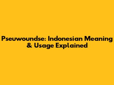 Pseuwoundse: Indonesian Meaning & Usage Explained