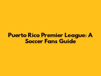 Puerto Rico Premier League: A Soccer Fan's Guide