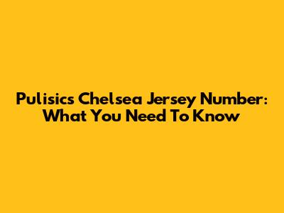Pulisic's Chelsea Jersey Number: What You Need To Know