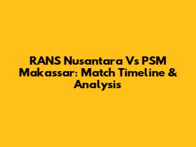 RANS Nusantara Vs PSM Makassar: Match Timeline & Analysis