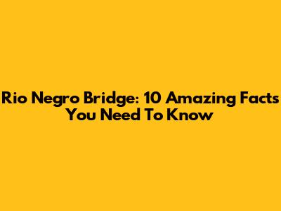 Rio Negro Bridge: 10 Amazing Facts You Need To Know