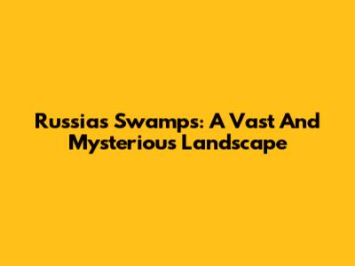 Russia's Swamps: A Vast And Mysterious Landscape