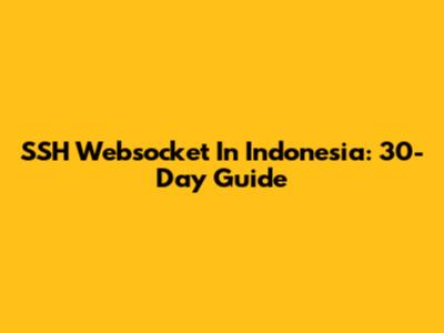 SSH Websocket In Indonesia: 30-Day Guide