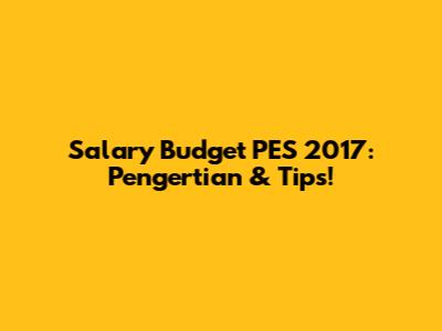 Salary Budget PES 2017: Pengertian & Tips!