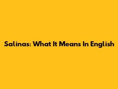 Salinas: What It Means In English
