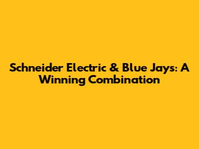 Schneider Electric & Blue Jays: A Winning Combination