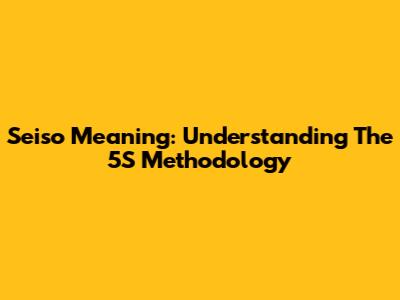 Seiso Meaning: Understanding The 5S Methodology