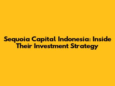 Sequoia Capital Indonesia: Inside Their Investment Strategy